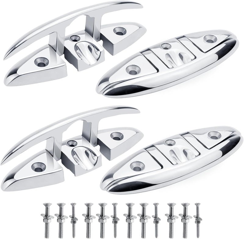 YANYUCB Boat Cleats 5''6''8 inch 316 Stainless Steel Boat Folding Cleats,Marine Grade Flip up Dock Cleat Folding Cleat Rope Cleat Boat Cleat for Boat Kayak with Fasteners - Image 1